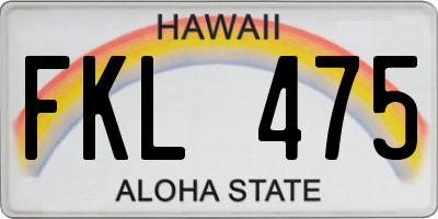 HI license plate FKL475
