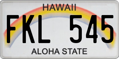 HI license plate FKL545