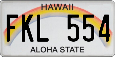 HI license plate FKL554