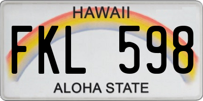 HI license plate FKL598