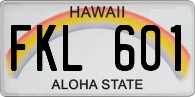 HI license plate FKL601