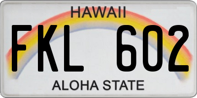 HI license plate FKL602