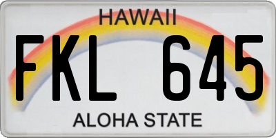 HI license plate FKL645