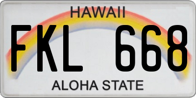 HI license plate FKL668