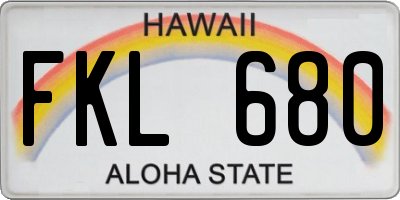 HI license plate FKL680