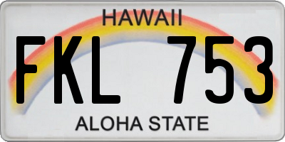 HI license plate FKL753