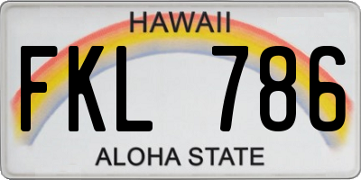 HI license plate FKL786