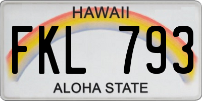 HI license plate FKL793