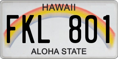HI license plate FKL801