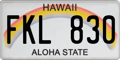 HI license plate FKL830