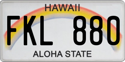 HI license plate FKL880