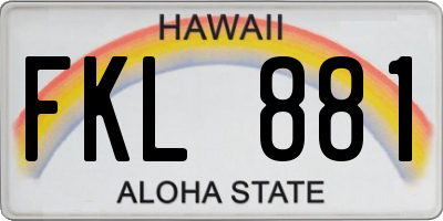 HI license plate FKL881
