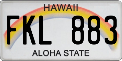 HI license plate FKL883
