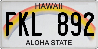 HI license plate FKL892
