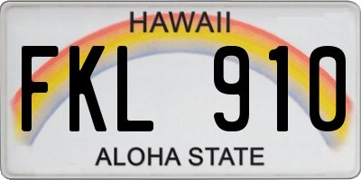 HI license plate FKL910