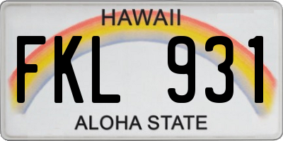 HI license plate FKL931