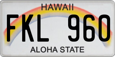 HI license plate FKL960