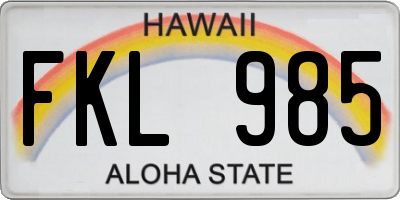 HI license plate FKL985