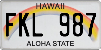HI license plate FKL987