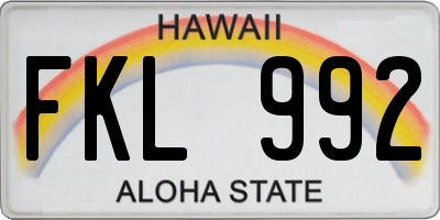 HI license plate FKL992