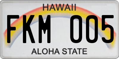 HI license plate FKM005