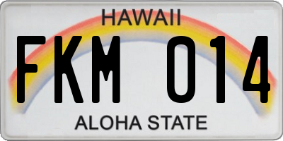 HI license plate FKM014