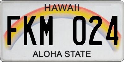 HI license plate FKM024