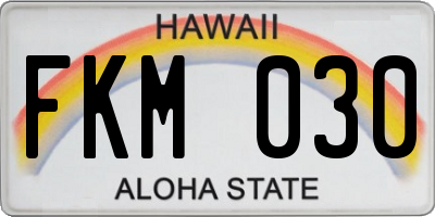 HI license plate FKM030