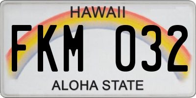 HI license plate FKM032