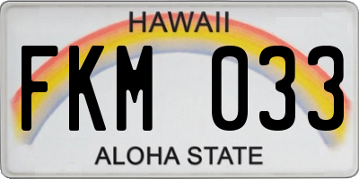 HI license plate FKM033