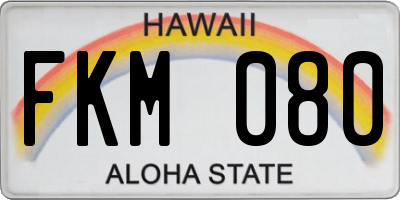 HI license plate FKM080