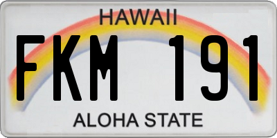 HI license plate FKM191