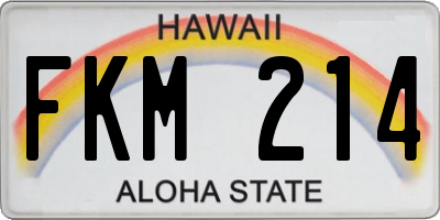 HI license plate FKM214