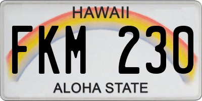 HI license plate FKM230