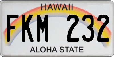 HI license plate FKM232