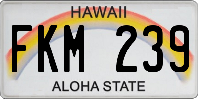 HI license plate FKM239