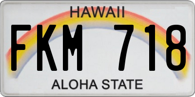 HI license plate FKM718