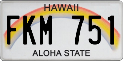 HI license plate FKM751