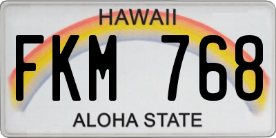 HI license plate FKM768