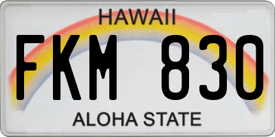 HI license plate FKM830