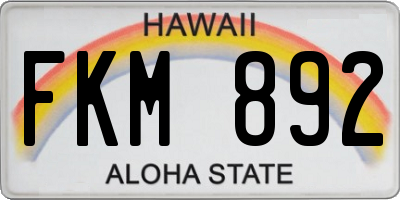 HI license plate FKM892
