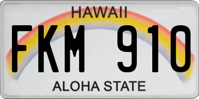 HI license plate FKM910