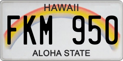 HI license plate FKM950