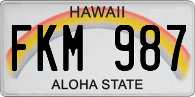 HI license plate FKM987