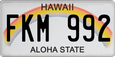 HI license plate FKM992