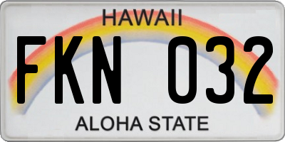 HI license plate FKN032