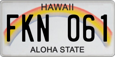 HI license plate FKN061