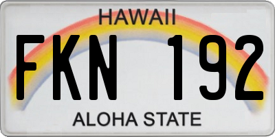 HI license plate FKN192