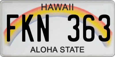 HI license plate FKN363