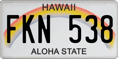 HI license plate FKN538